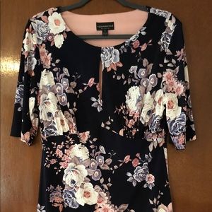 Connected Apparel Navy and Floral Dress